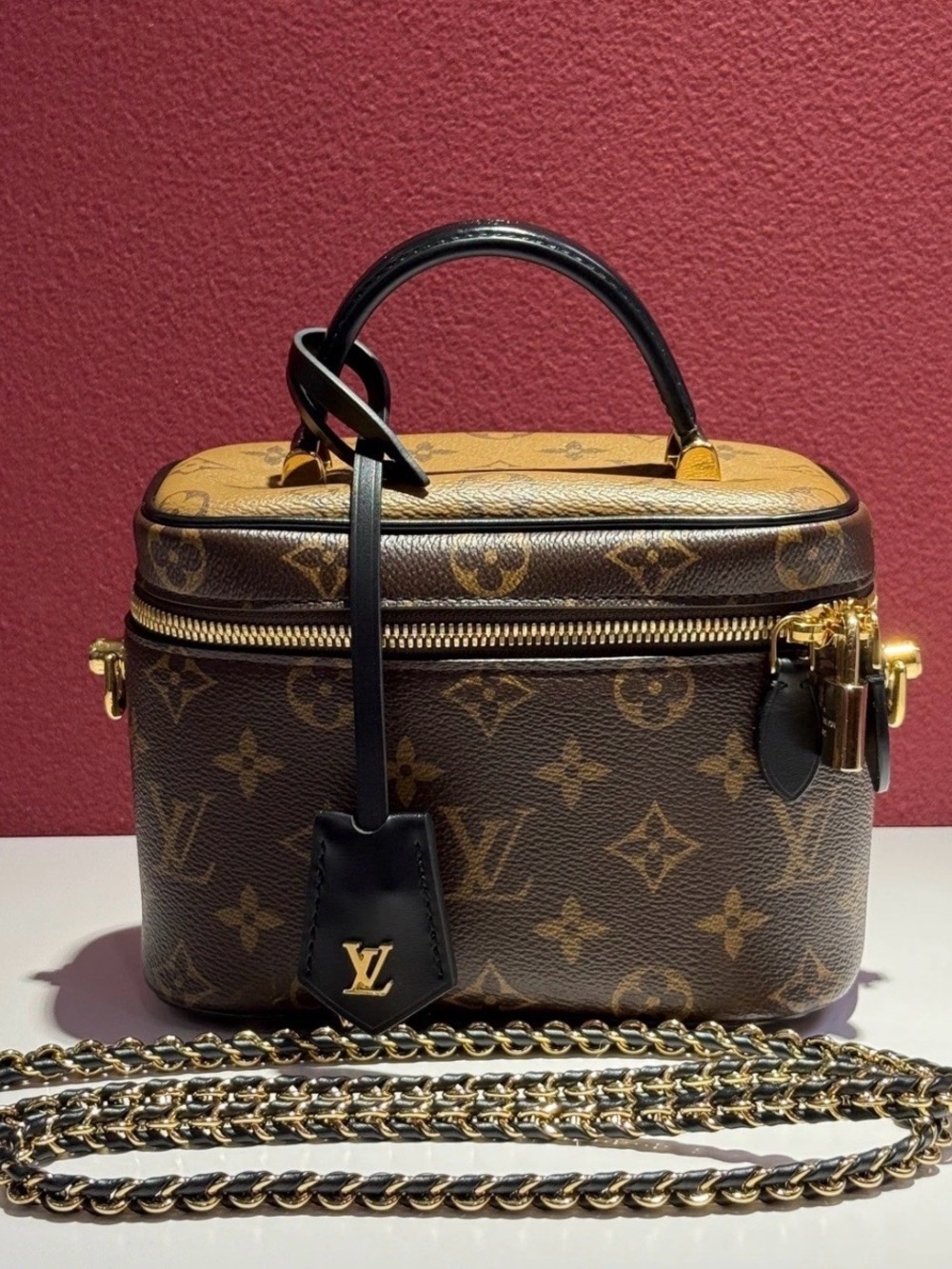 Louis Vuitton Monogram Vanity Case in Brown and Black with Gold Hardware